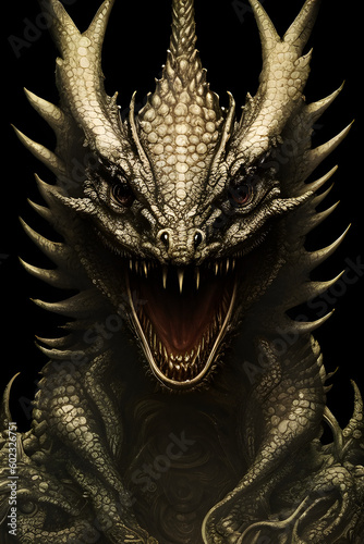 Fantasy Face Dragon Illustration  generative ai