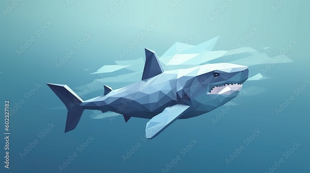 Fototapeta premium Low poly shark. Polygonal illustration. simple minimal tech illustration.