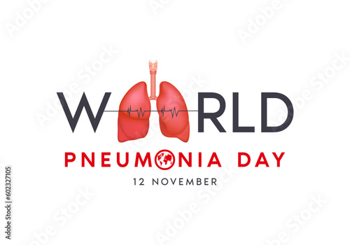 World Pneumonia Day, Tuberculosis. Human lung anatomy organ on white background. Poster or banner for website. Medical concept. 3D Vector EPS10.