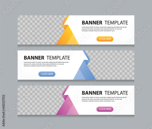 Set of horizontal abstract web banner design template background gradients color. Suitable for web ads. Vector illustration with Space to add pictures.