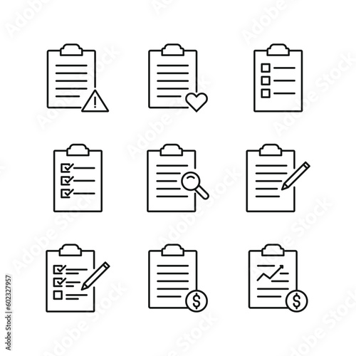 Editable Set Icon of Report Paper Clipboard, Vector illustration isolated on white background. using for Presentation, website or mobile app