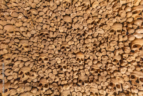 BRNO, CZECHIA - SEPTEMBER 7, 2021: Underground ossuary under the Church of St. James in Brno, Czech Republic