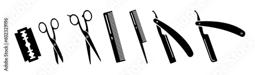 Set of barbershop tools  instruments  symbols. 