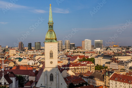 Aerial view of the old town in Bratislava with St Martin's Cathedral, Slovakia