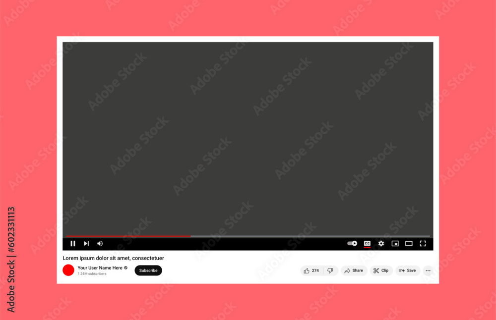 Video Player Mockup Web Video Screen Template Media Player Window Bar Mock Up Design Video Player Mockup Web Video Screen Template Media Player Window Bar Mock Up Design