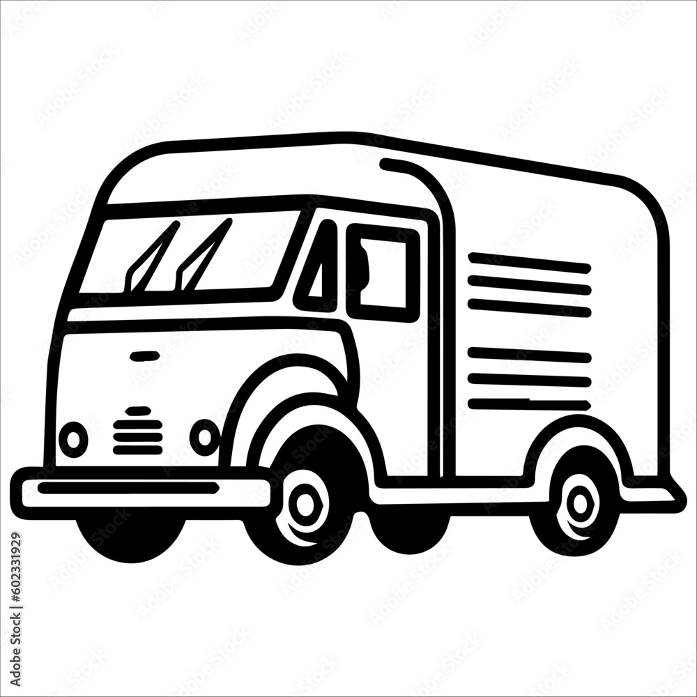 Delivery truck in vector style , isolated on white