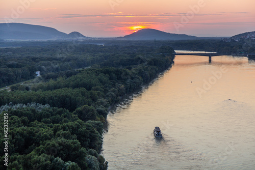 Photography Sunset above Danube river in Bratislava, Slovakia