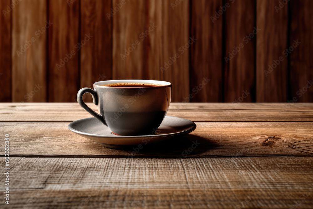 cup of coffee on wooden table - made with generative ai cup of coffee on wooden table - made with generative ai