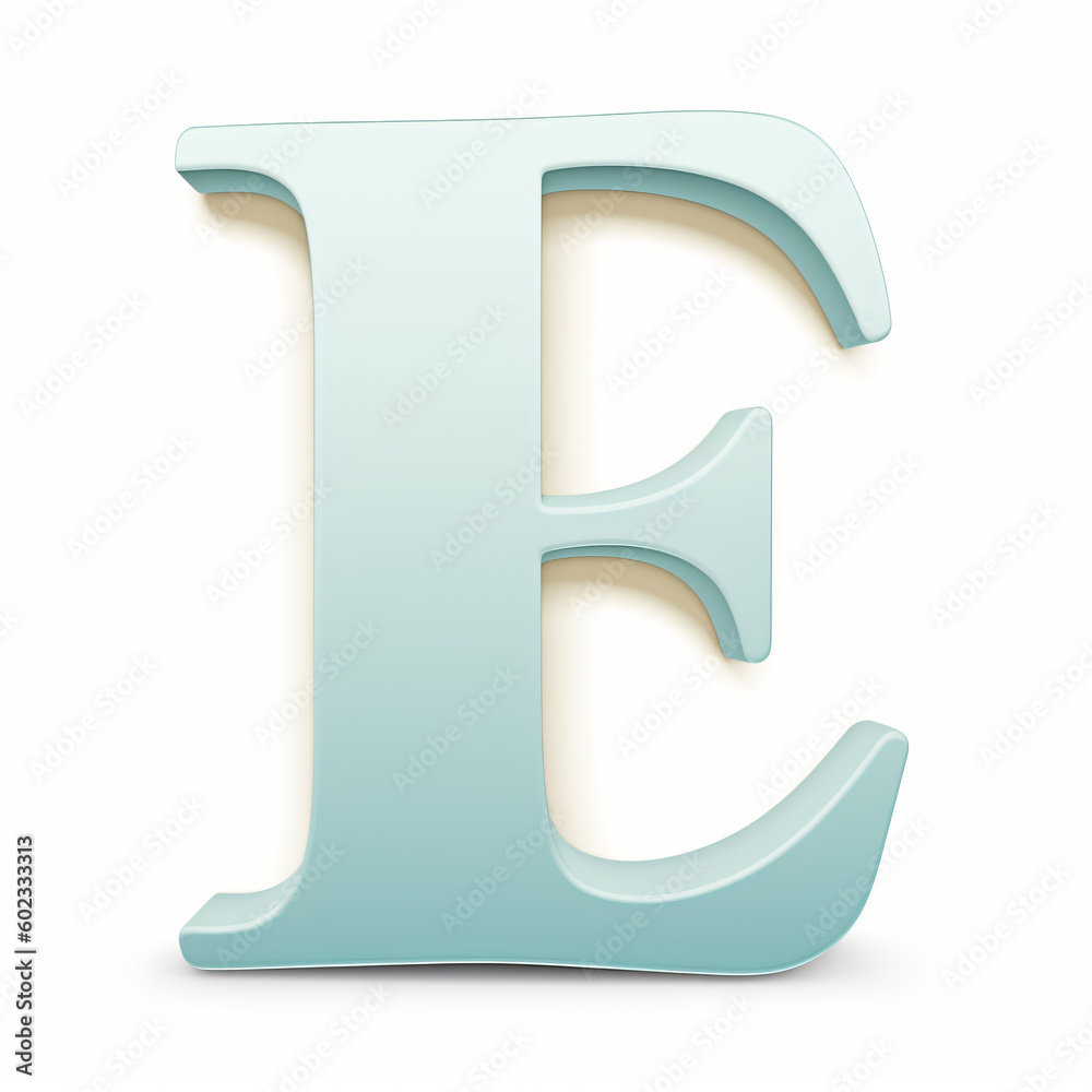 The letter e made up of light blue plastic Generative Ai The letter e made up of light blue plastic Generative Ai
