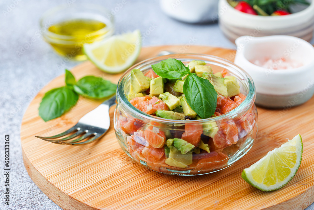 Salmon salad, tartare Salmon salad, tartare