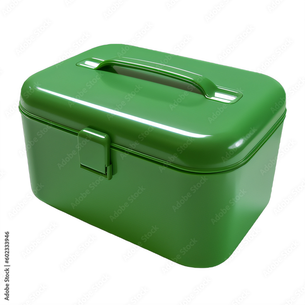 A green lunch box sitting isolated on a transparent background Generative Ai A green lunch box sitting isolated on a transparent background Generative Ai