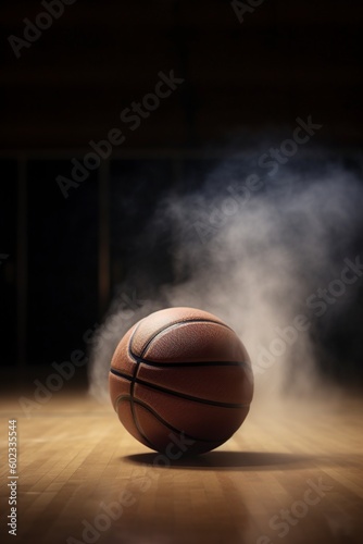 illustration, basketball ball and room with smoke, ai generative © Jorge Ferreiro
