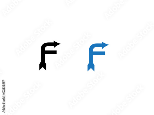 Arrow letter F logo icon design vector. Icon logo element vector. F Letter and Arrow Logo Business Template Vector Icon. Stock Vector