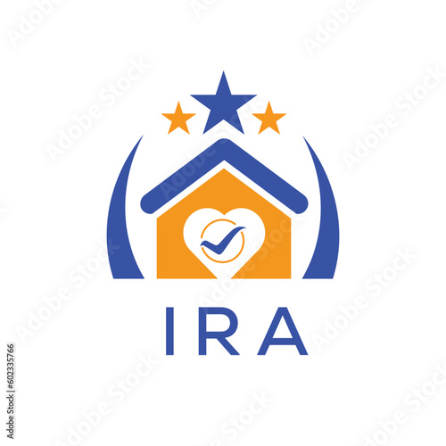 IRA House logo Letter logo and star icon. Blue vector image on white background. KJG house Monogram home logo picture design and best business icon. 
