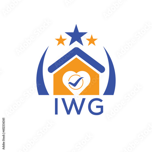 IWG House logo Letter logo and star icon. Blue vector image on white background. KJG house Monogram home logo picture design and best business icon. 
 photo