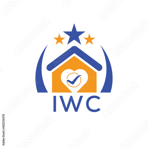 IWC House logo Letter logo and star icon. Blue vector image on white background. KJG house Monogram home logo picture design and best business icon. 
 photo