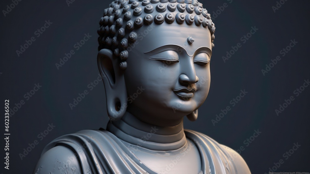 Buddha statue in the temple, generative ai