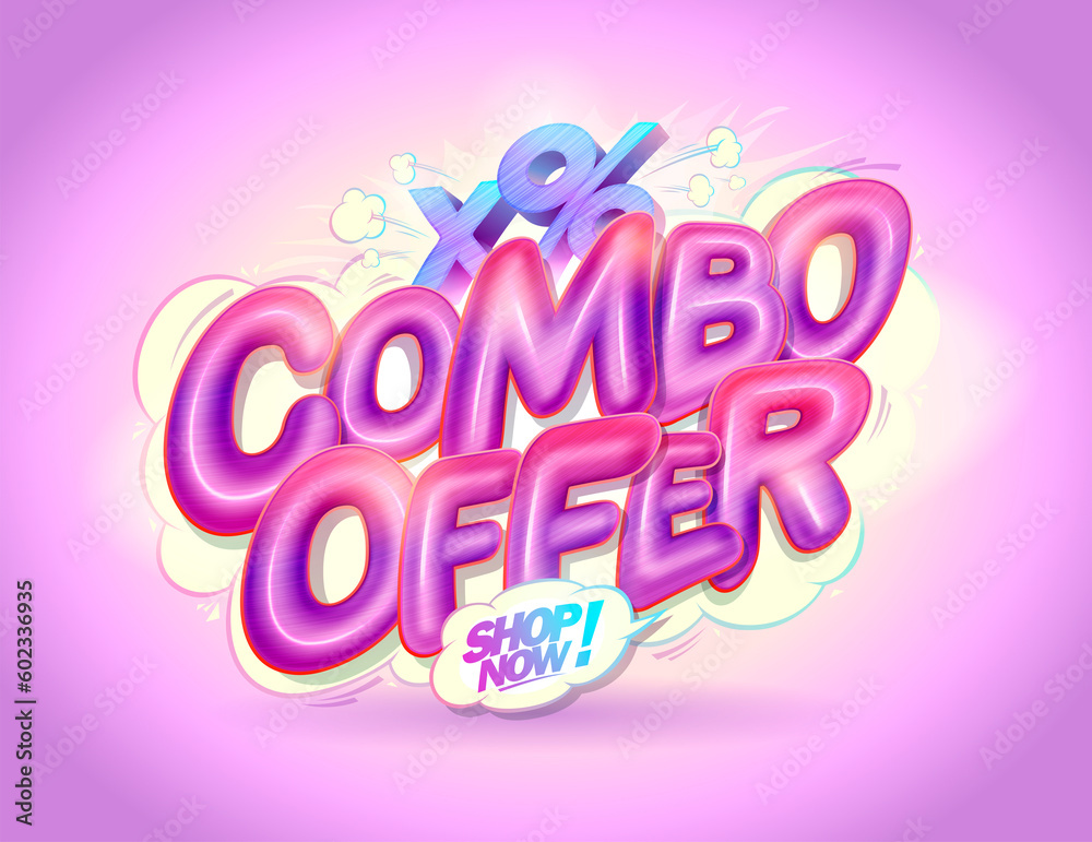 Combo offer web banner template with glossy lettering