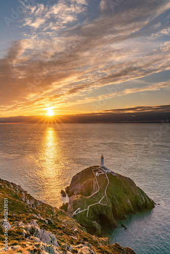 Fototapeta Naklejka Na Ścianę i Meble -  sunset at south stack lighthouse isle of Anglesey