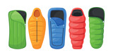 Collection Of Sleeping Bags For Outdoor Enthusiasts. Includes Various Styles Suitable For Different Weather Conditions