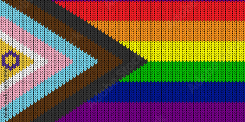 Intersex Pride Flag. Pride flag illustration. Lgbt community symbol in rainbow colors. Vector backdrop for your design. LGBT FLAG WITH Knitting