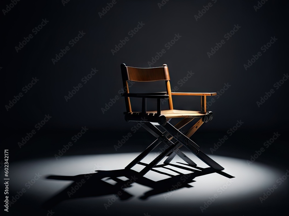 The directors chair stands in a beam. ai generative The directors chair stands in a beam. ai generative