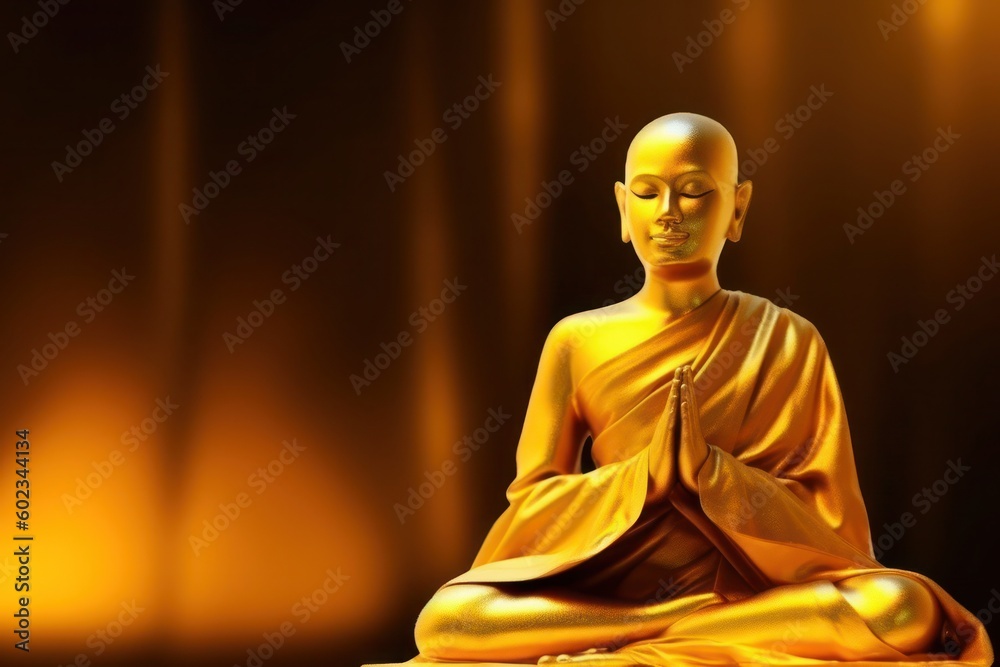 Golden thai monk statue, genrative ai Golden thai monk statue, genrative ai