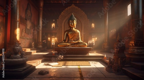 Golden buddha statue  generative ai