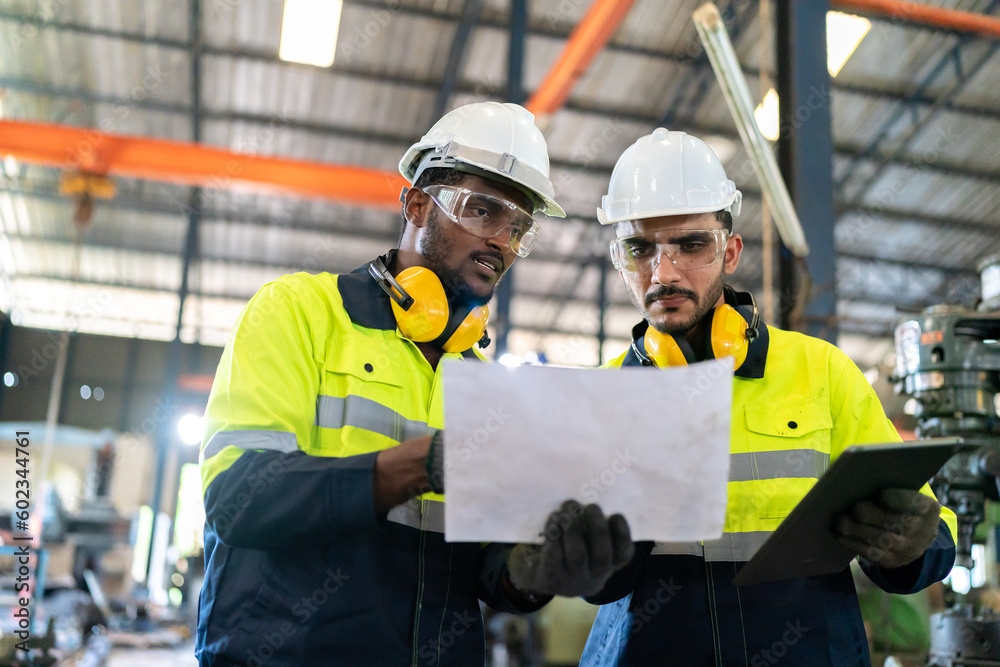 custom made wallpaper toronto digitalprofessional technician engineer with safety helmet hard hat working in industrial manufacturing factory, men at work to checking equipment of machinery production technology or construction operating