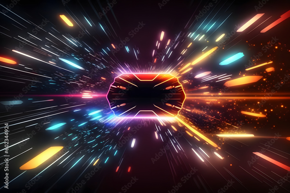 Naklejka premium Technology Cyberspace Neon background, Abstract Digital background