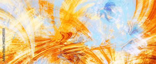 Sunlight. Bright dynamic background. Abstract painting texture in summer colo...