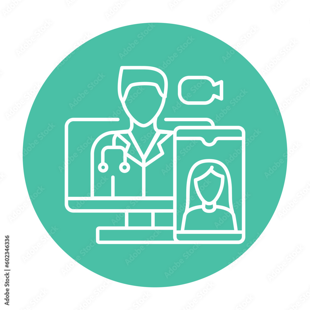 Video consultation color line icon. Ehealth. Video consultation color line icon. Ehealth.