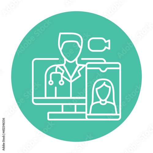 Video consultation color line icon. Ehealth.