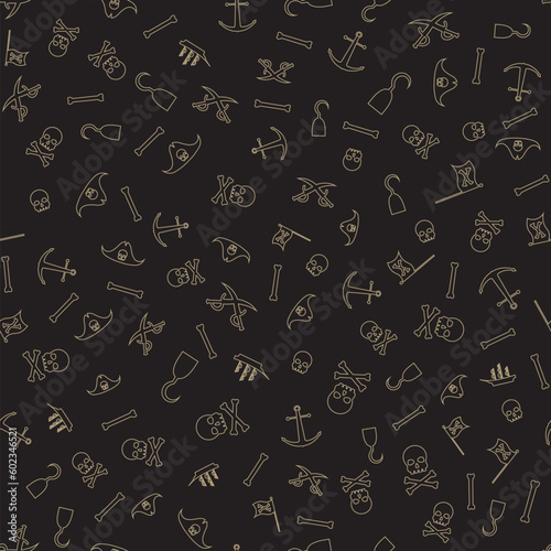 Pirates Themed Freehand Drawings Seamless Pattern Background