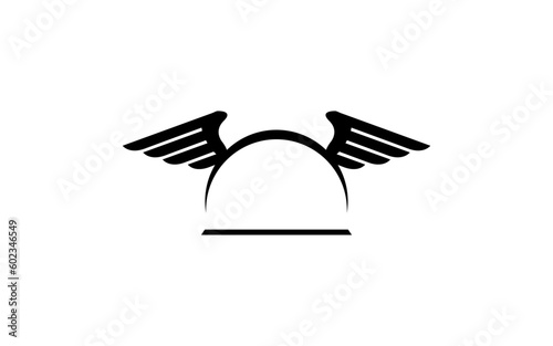 Wings Logo with emblem or badge concept for template 