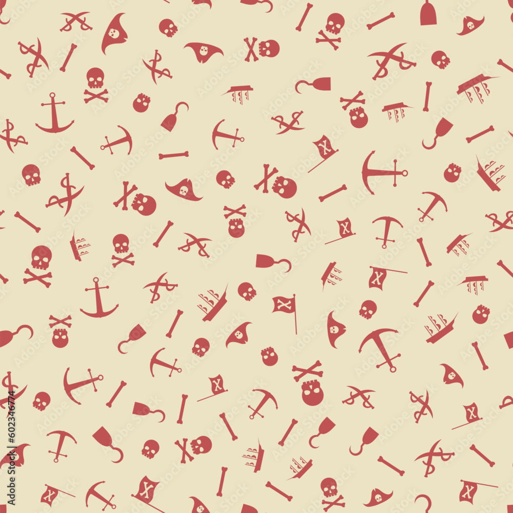 Pirates Themed Freehand Drawings Seamless Pattern Background Pirates Themed Freehand Drawings Seamless Pattern Background