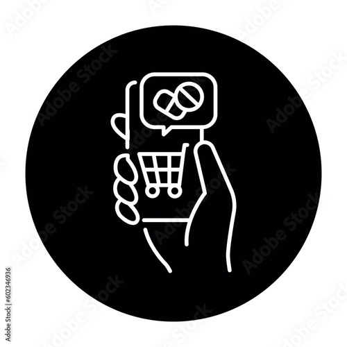 Online purchase medicines color line icon. Pictogram for web page