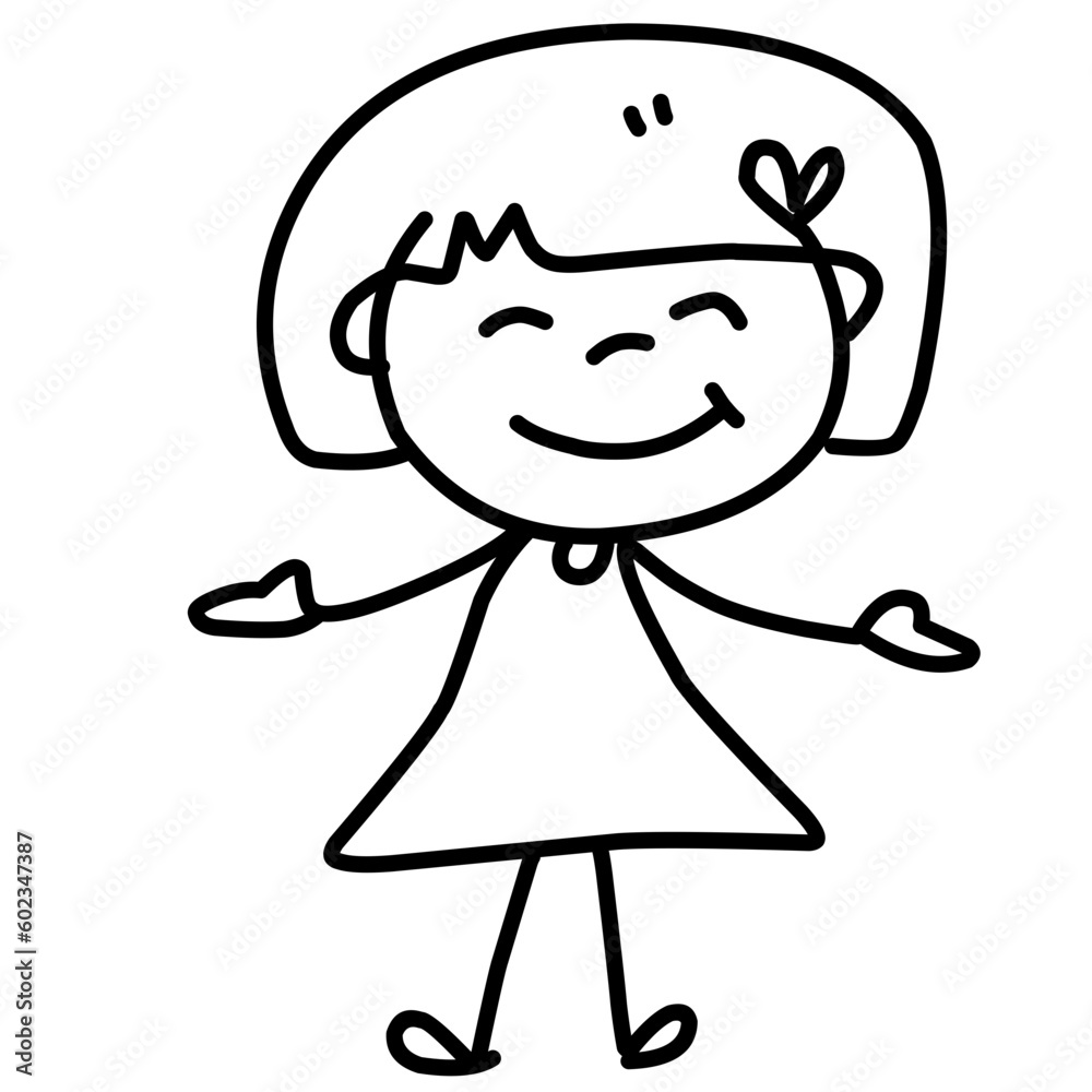 Hand Drawing Cartoon Charter Happy Kids Playing Hand Drawing Cartoon Charter Happy Kids Playing