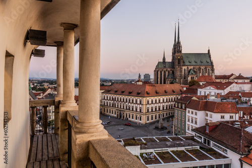 Obraz na plátně Skyline of Brno city with the cathedral of St