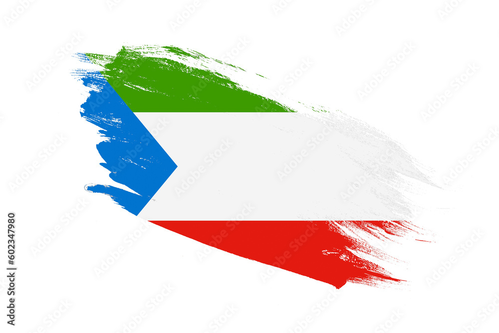 Equatorial Guinea flag with stroke brush painted effects on isolated white background Equatorial Guinea flag with stroke brush painted effects on isolated white background