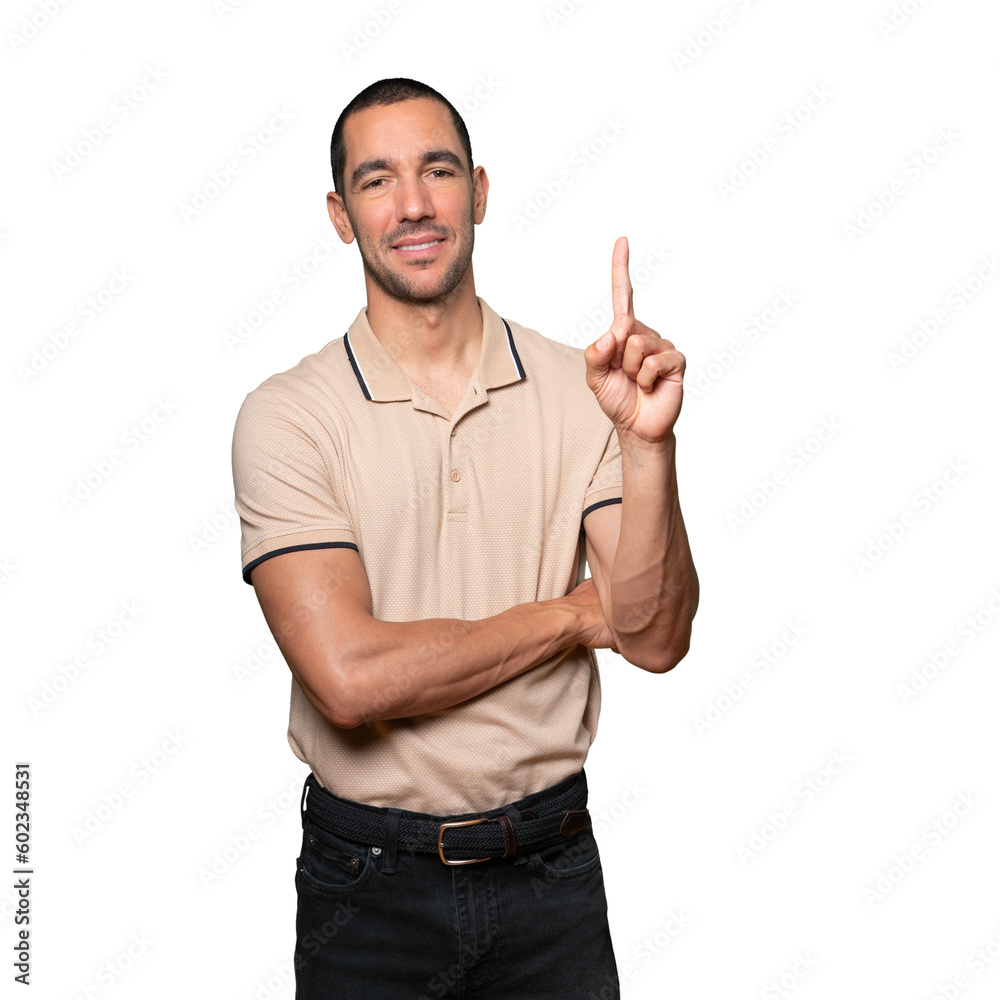 Young man making a number one gesture Young man making a number one gesture
