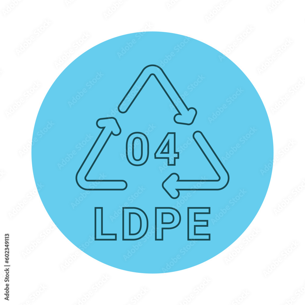Plastic recycling code LDPE 04 line icon. Consumption code. Plastic recycling code LDPE 04 line icon. Consumption code.