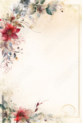 High-Resolution Full-Page 8x11 Inch Floral Christmas Design Letter Paper  generative AI