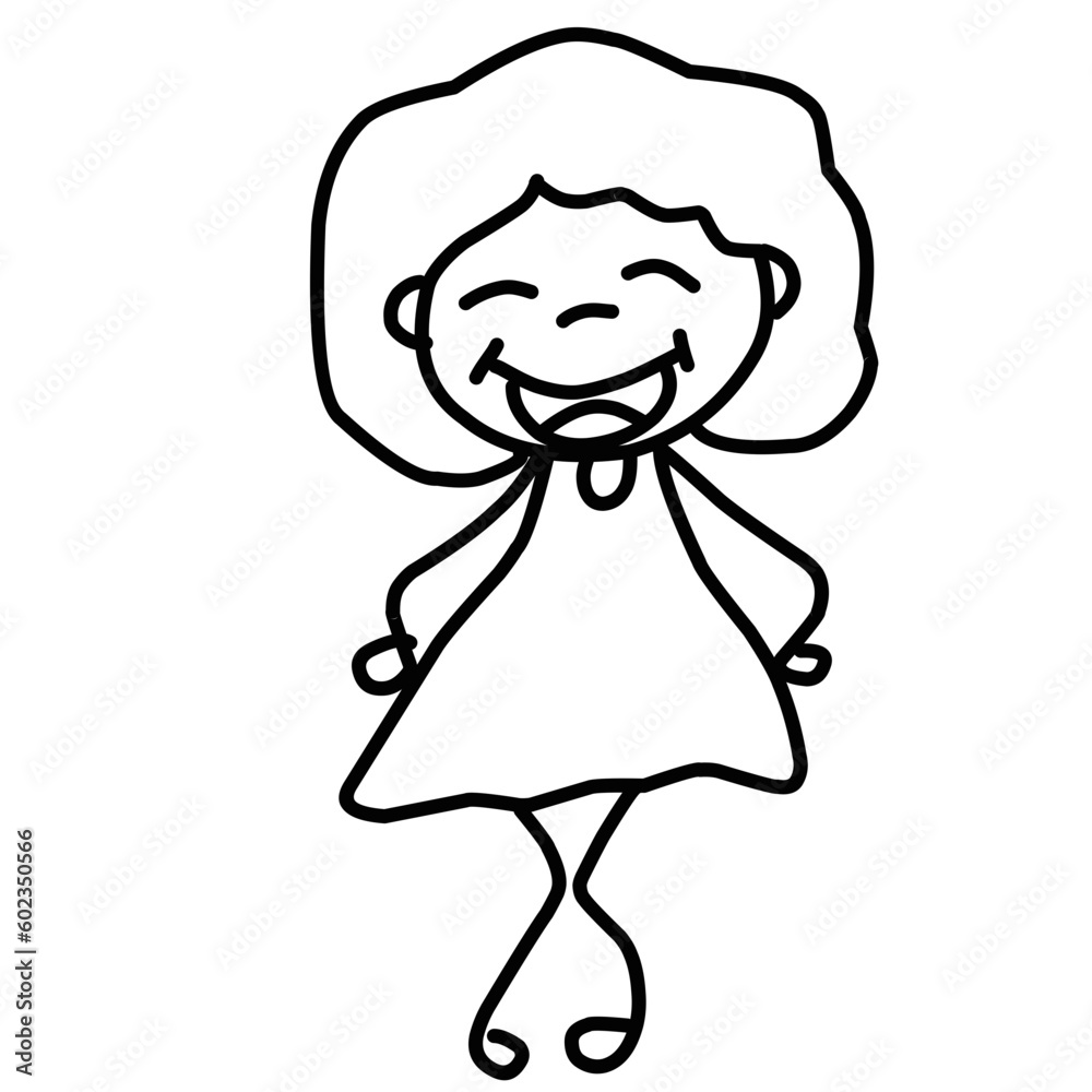 Hand Drawing Cartoon Charter Happy Kids Playing Hand Drawing Cartoon Charter Happy Kids Playing