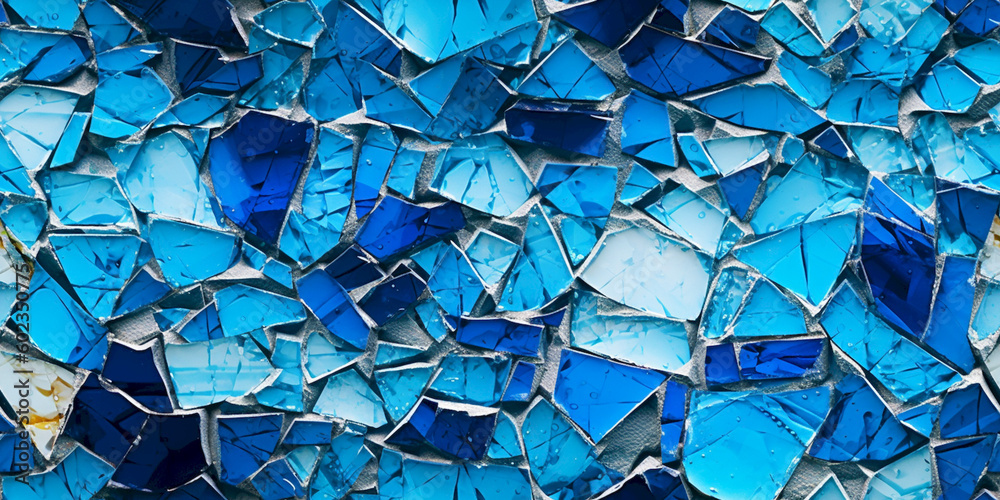 Seamless texture of broken glass. Texture of blue and multicolored