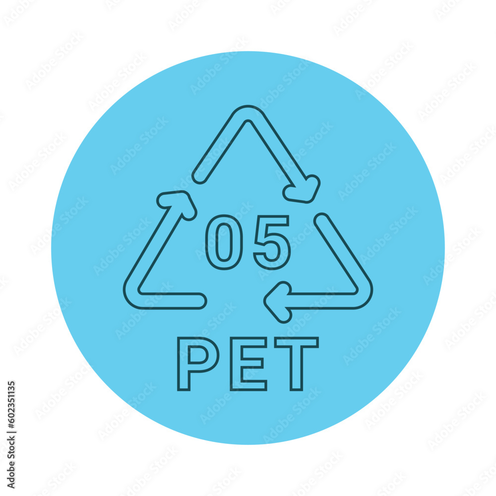 Plastic recycling code PET 05 line icon. Consumption code polyethylene.