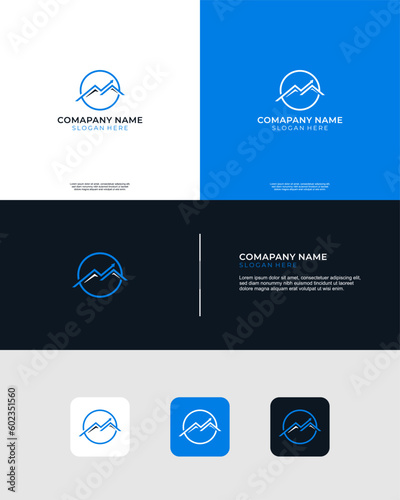 Two mountains logo with arrows pointing up as your business traffic is always increasing, with bright colors, this logo might be very suitable for sports business, clothing brands, and other businesse