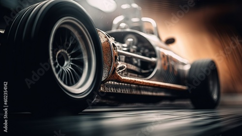  a close up of a racing car on a race track.  generative ai