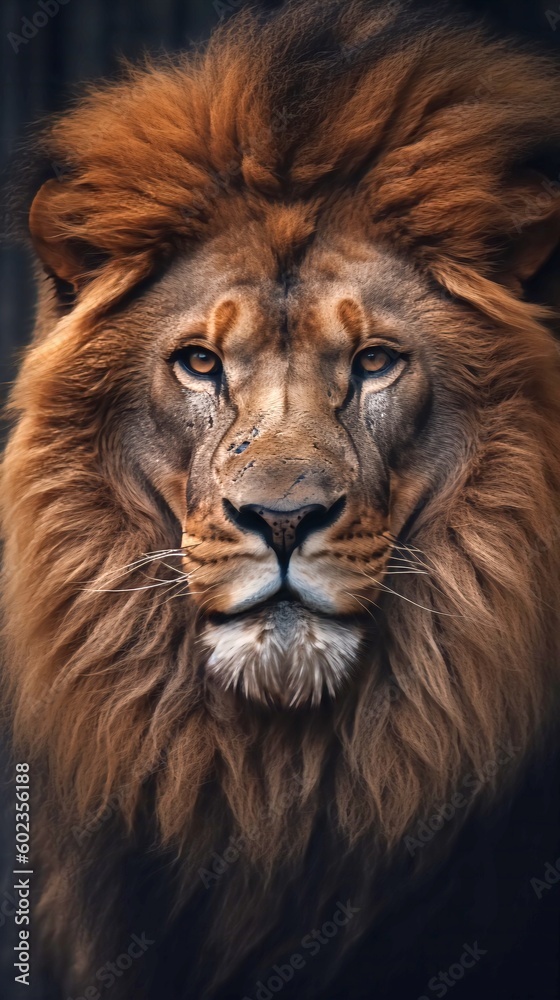 Lion portrait, regenerative AI 
