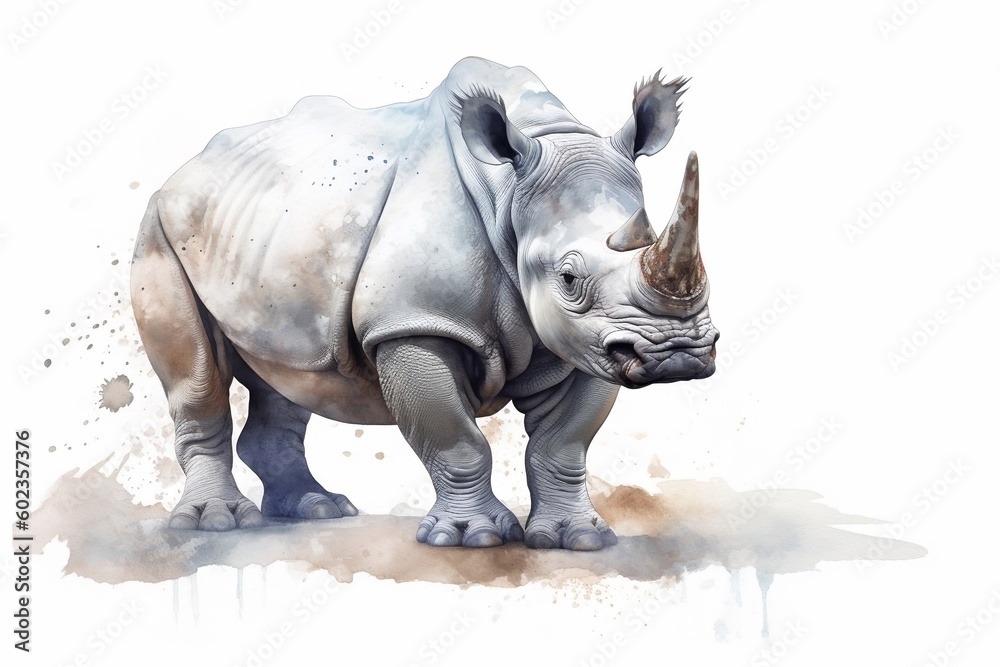 Fototapeta premium white rhino isolated on white background